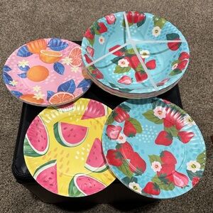 NEW Melamine Fruity salad plate and dinner bowl bundle 12 piece